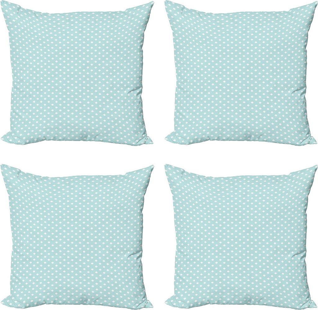 ABAKUHAUS Abstrakt Kissenbezug Set (4 Stück), Geometrische Platz Formation, Moderner Doppelseitiger Digitaldruck, 60 cm x 60 cm, Hellblau und Weiß
