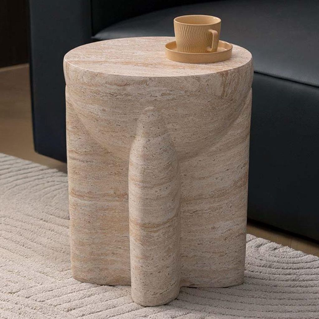 Milton & Oldbrook Beistelltisch Komposit Ø 37 cm Skive Beige