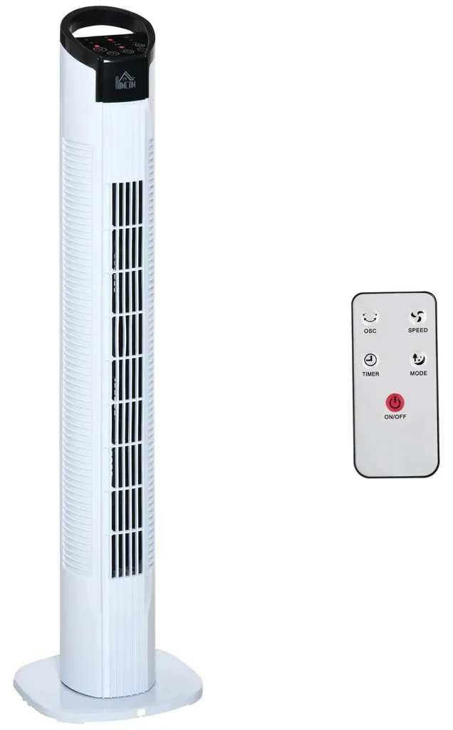 Ventilateur colonne 50W avec télécommande Blanc Ø20 cm Hauteur 78,5 cm