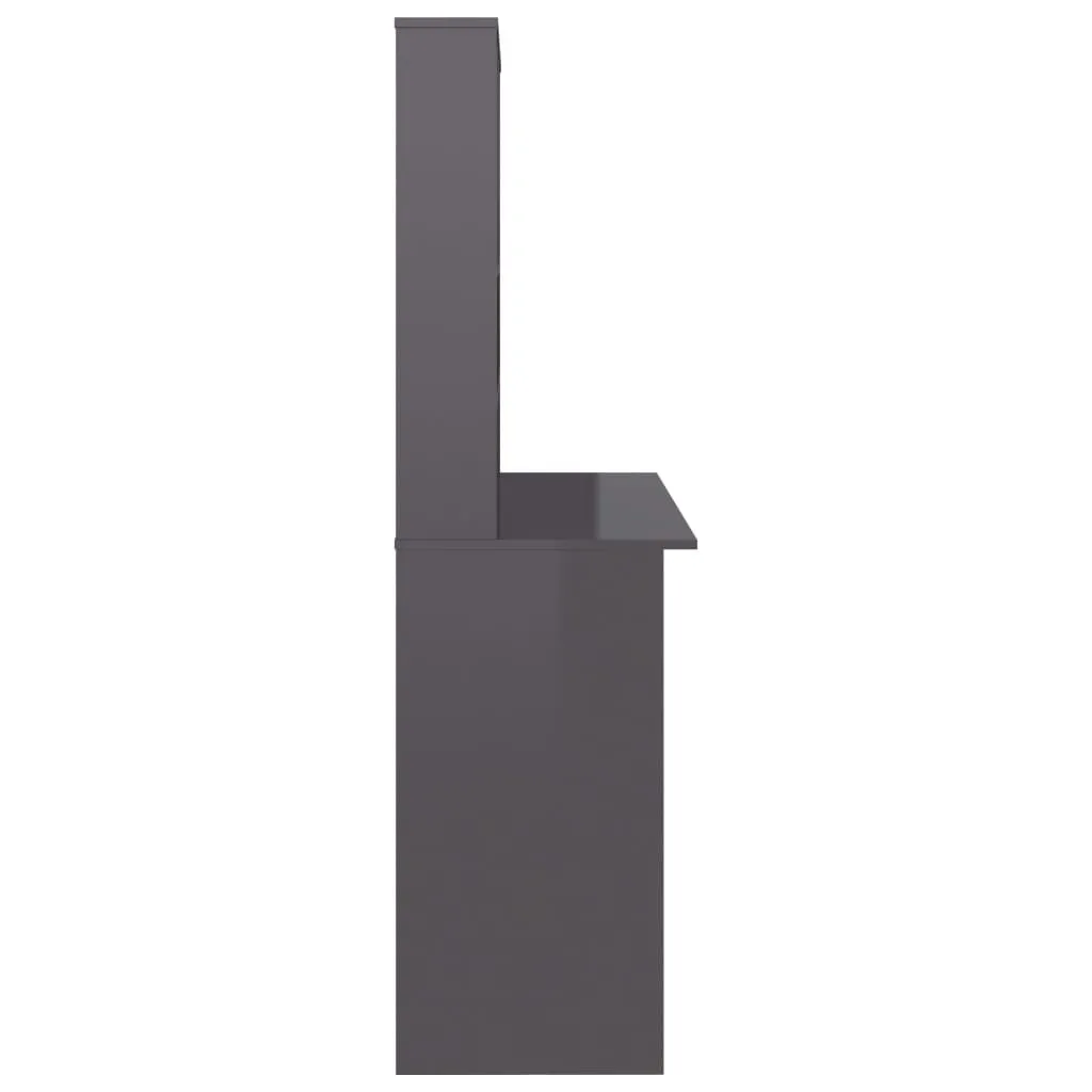 Poste de travail complet avec bibliothèque intégrée gris brillant 110cm - 5
