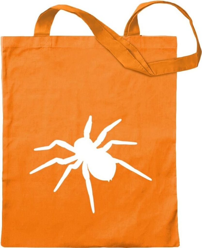 Kiwistar - Baumwolltasche - mandarin - Spinne Spider Silhouette 3 - Tragetasche Stoffbeutel Umhängetasche Langer Henkel