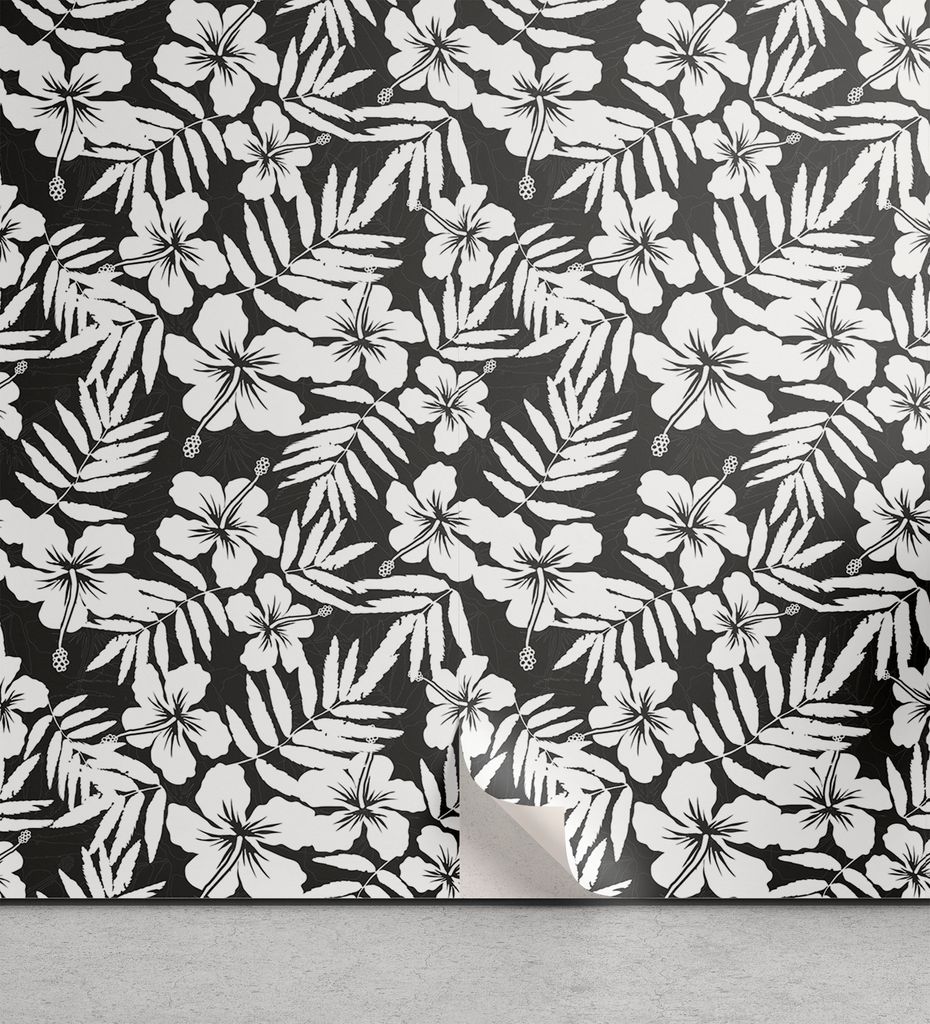 ABAKUHAUS Tropisch abziehbare & klebbare Tapete für Zuhause, Exotische Hibiskus-Blume, selbstklebendes Wohnzimmer Küchenakzent, 33 cm x 90 cm, Gr...