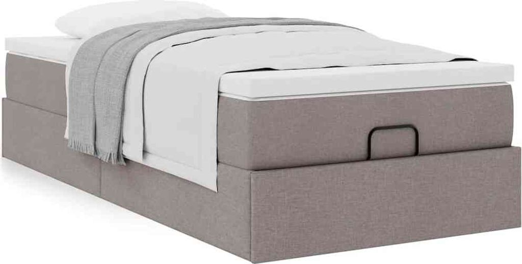 Möbel Ottoman-Bett mit Matratze Taupe 100x200 cm Stoff - Klassische Betten 3311089