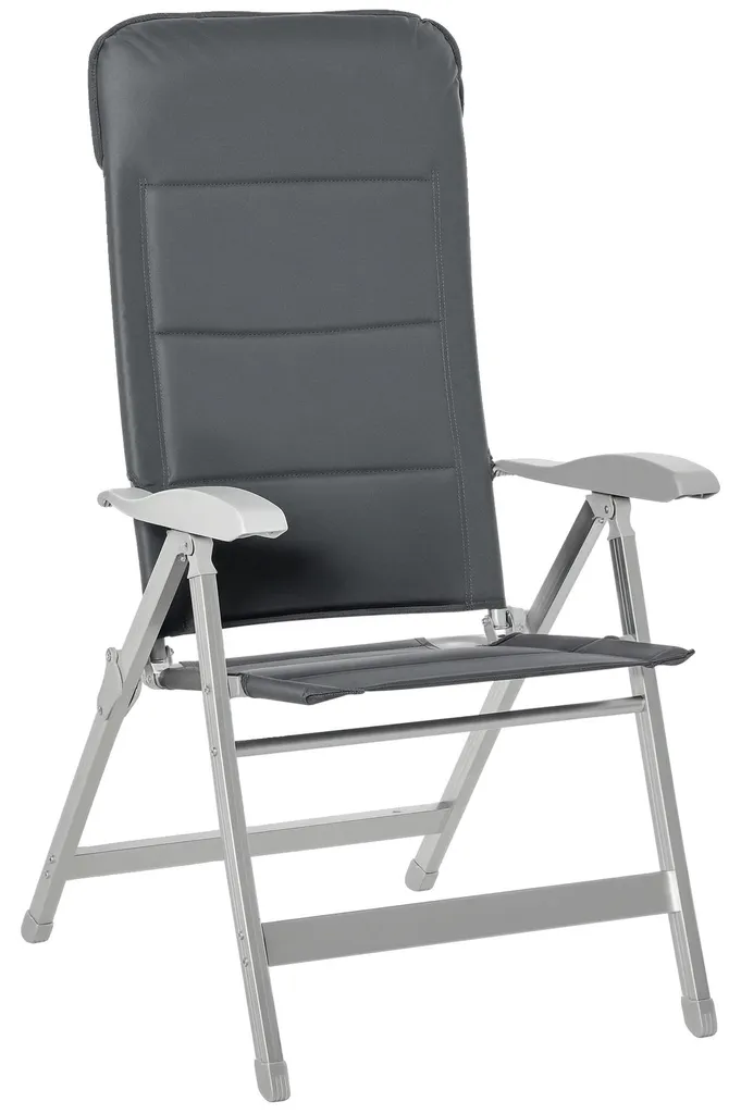 Chaise de jardin robuste en métal gris et Oxford imperméable - Série Zen