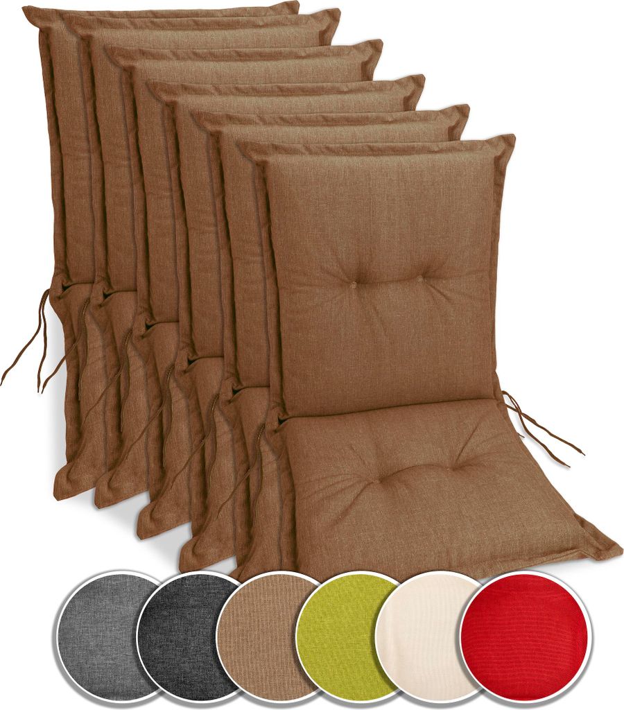 sunnypillow 6 Stück Gartenstuhlauflagen Niedriglehner 100 x Produktbild 