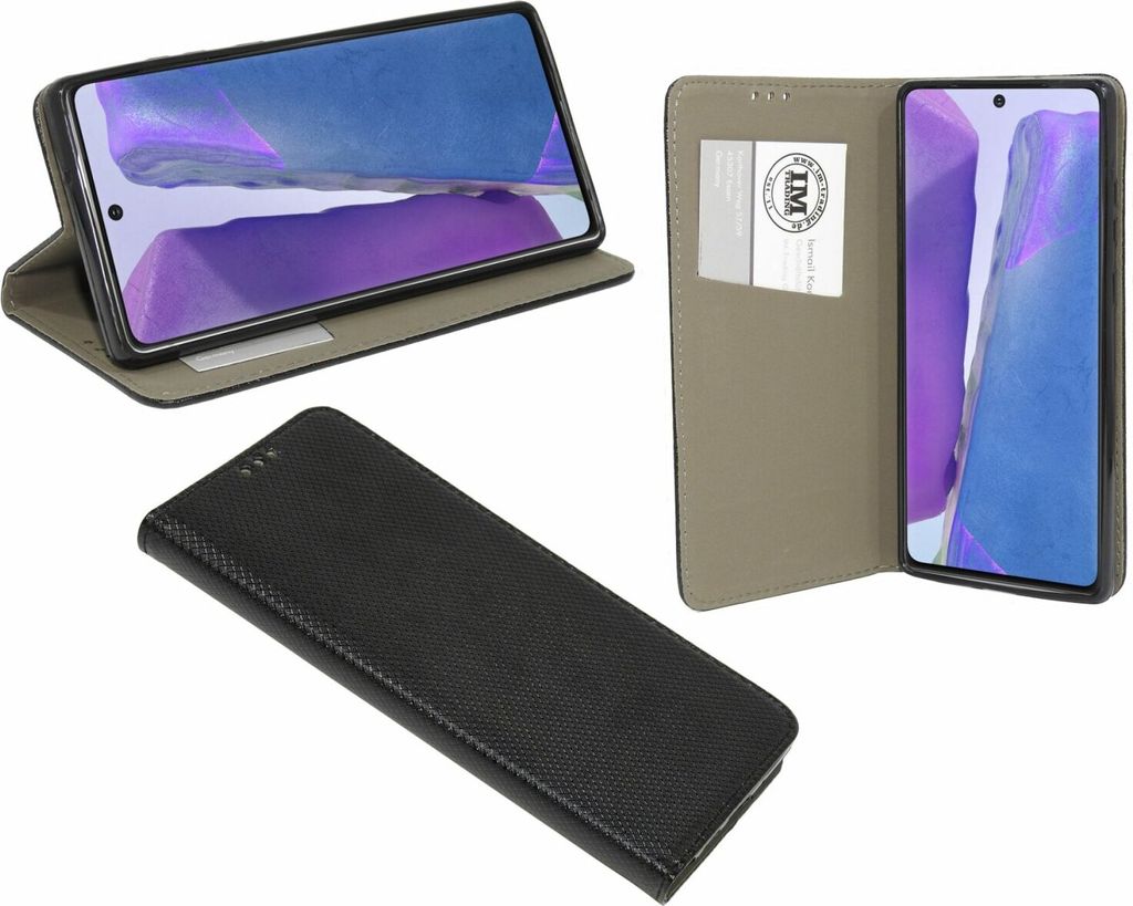 cofi1453 Buch Tasche Smart für SAMSUNG GALAXY NOTE 20 ( N980F ) Handy Hülle Etui Brieftasche Schutzhülle mit Standfunktion, Kartenfach Schwarz