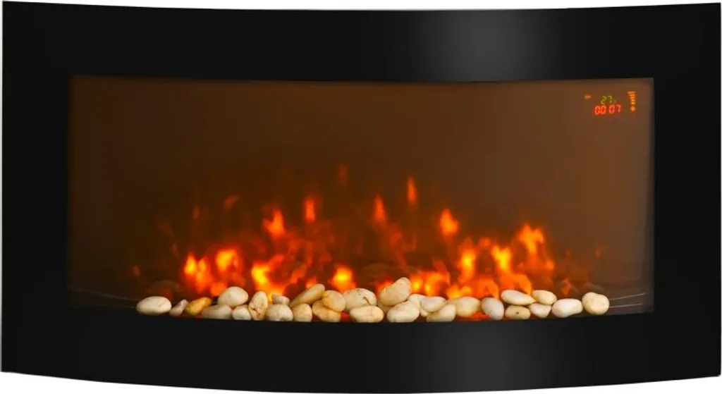 Cheminée électrique murale 2000W avec flammes LED 7 couleurs et télécommande