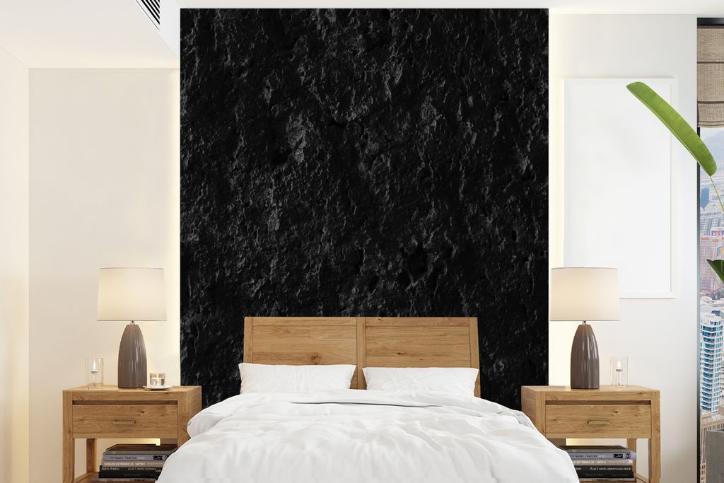 MuchoWow Fototapete für Wohnzimmer oder Schlafzimmer Wandtapete Vinyl Motivtapete Schwarz - Weiß - Höhle - Stein - Natur - 175x240 cm - Schlaf...