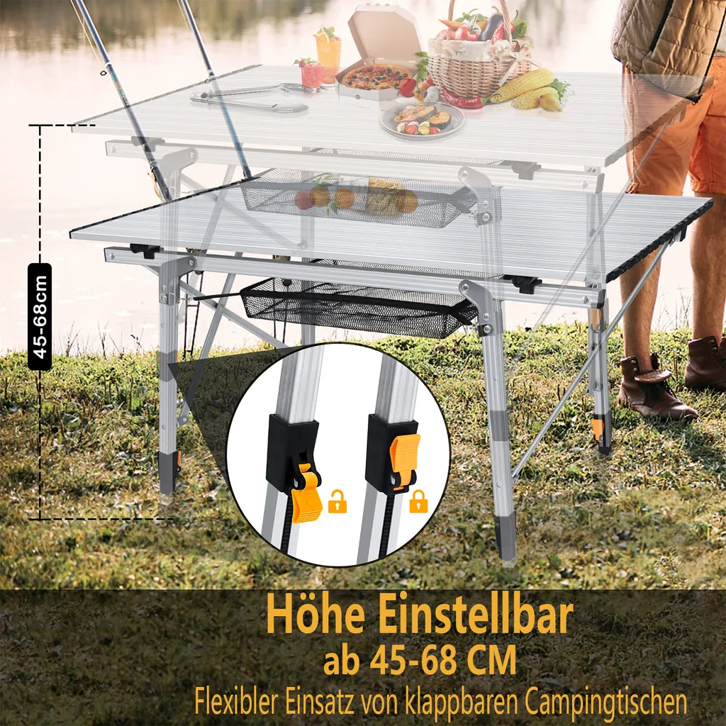 Table pliante de camping stable et compacte avec hauteur réglable - 21