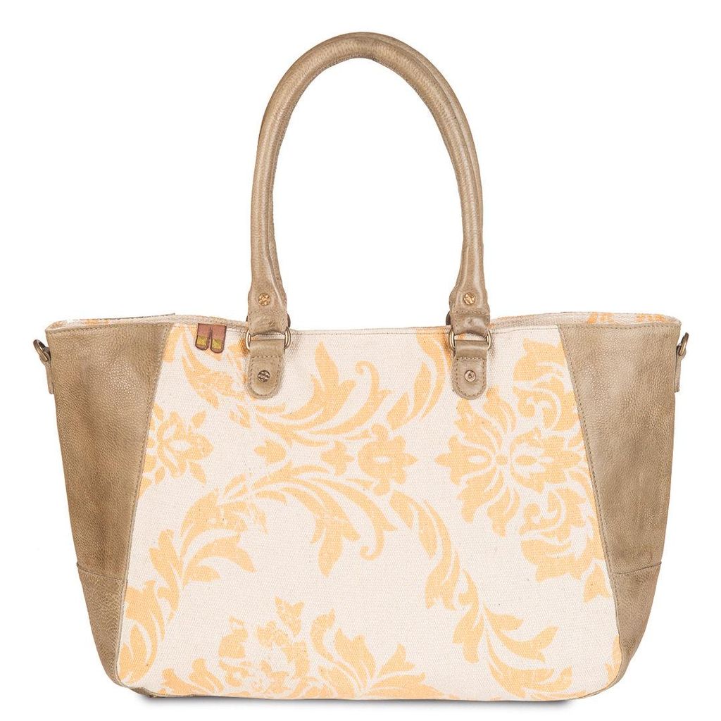 DESIDERIUS Marcelina Inea Schultertasche Canvas Stoff yellow canvas + olive leather DESS170363