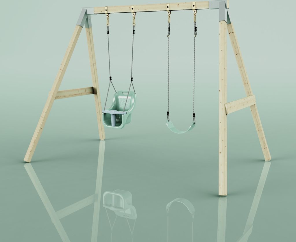 OutdoorToys Schaukel Papagei aus Holz in Grün Mintgrün Produktbild 