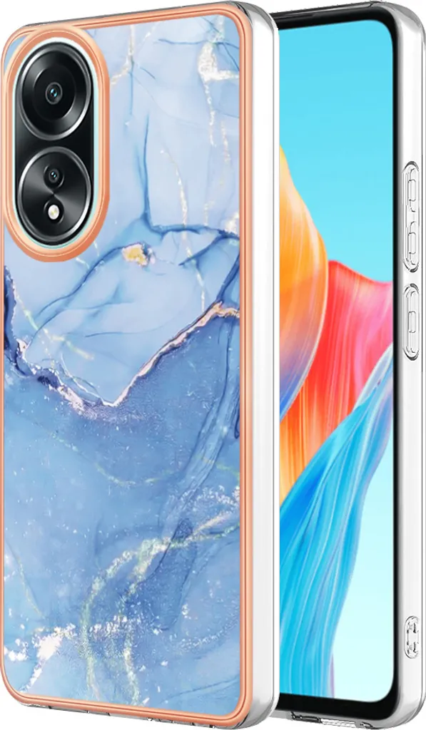 Custodia per Oppo A58 4G, custodia in silicone TPU a fantasia, paraurti antiurto Azzurro