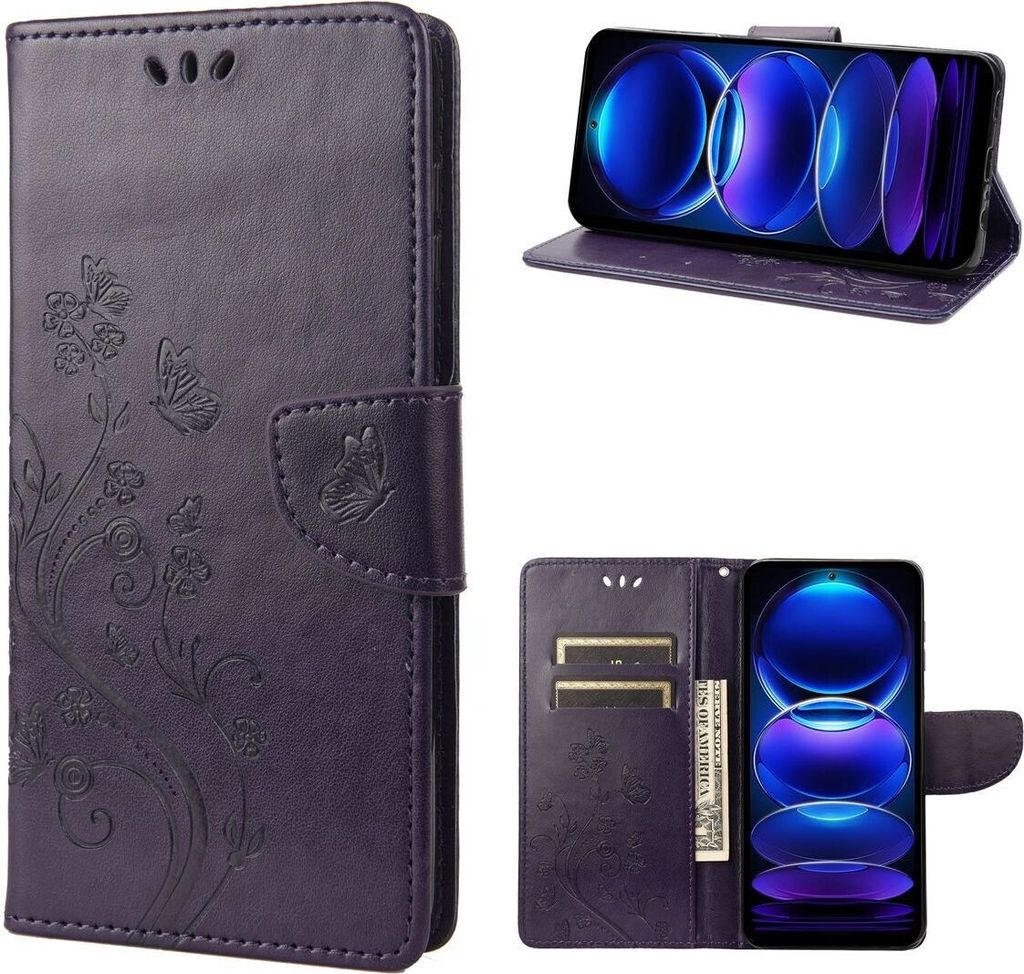 König Design Hülle kompatibel mit Kunstleder Handyhülle - Handy Case Dunkelviolett