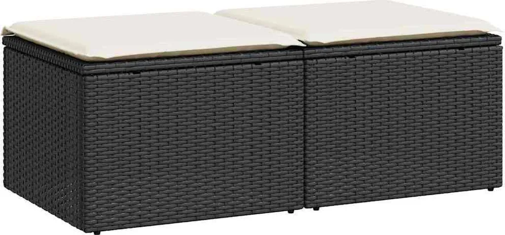 set di divani da giardino 2 pezzi con cuscini in poly rattan nero