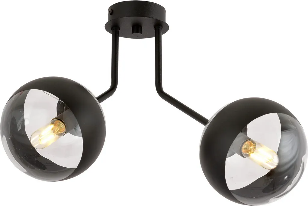 Plafonnier double noir à rayures NOVA 2 style industriel chic 2 x 40W