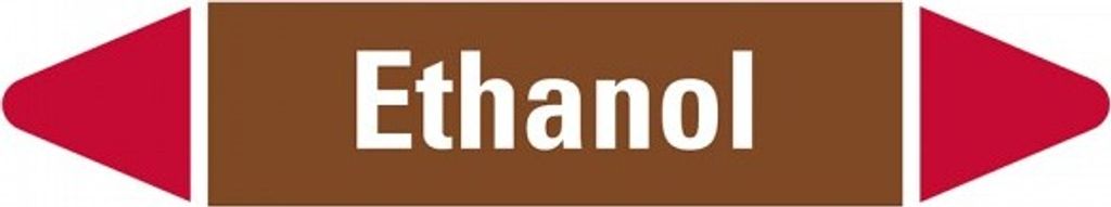 Aufkleber I Rohrleitungsetikett Ethanol, braun/weiß/rot, für Ø 60-90mm, 252x5...