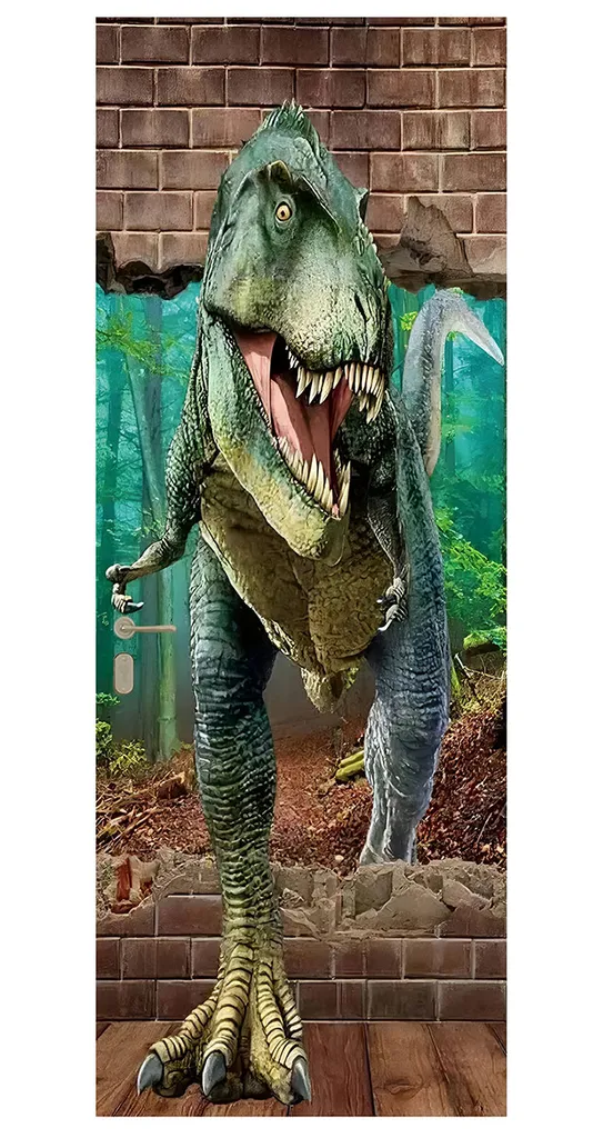 Adesivo per Porte 200x77 cm Dinosauro - Decorazione 3D Cameretta Bambini