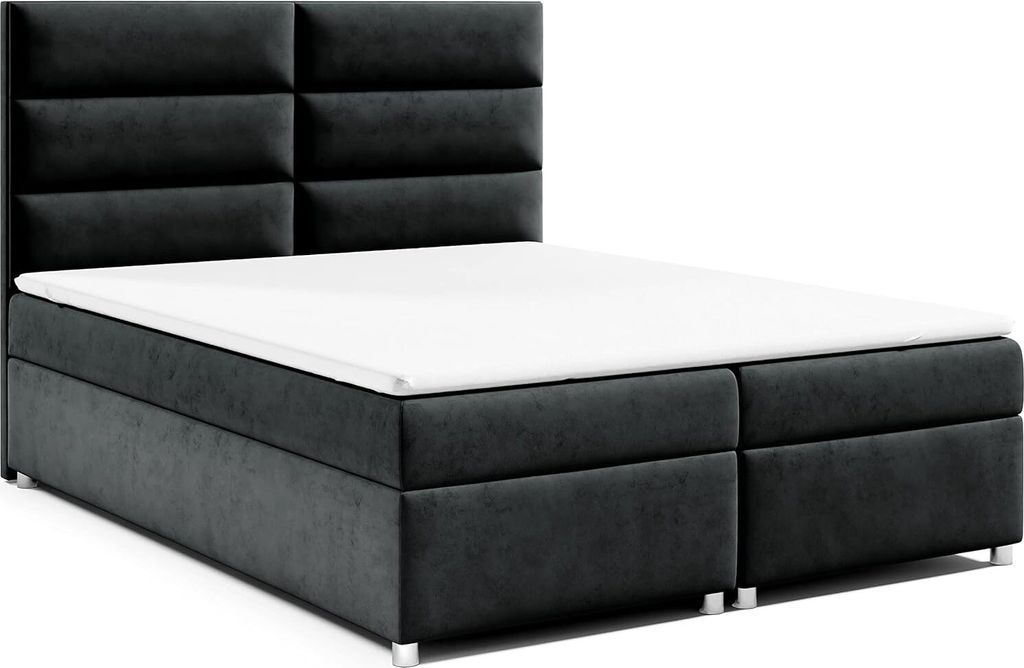Best for Home Boxspringbett mit Bettkasten Trinity K-4 Bonellfederkern inkl. Topper, mit Lieferung, Aufbau & Entsorgung 140x200-Schwarz