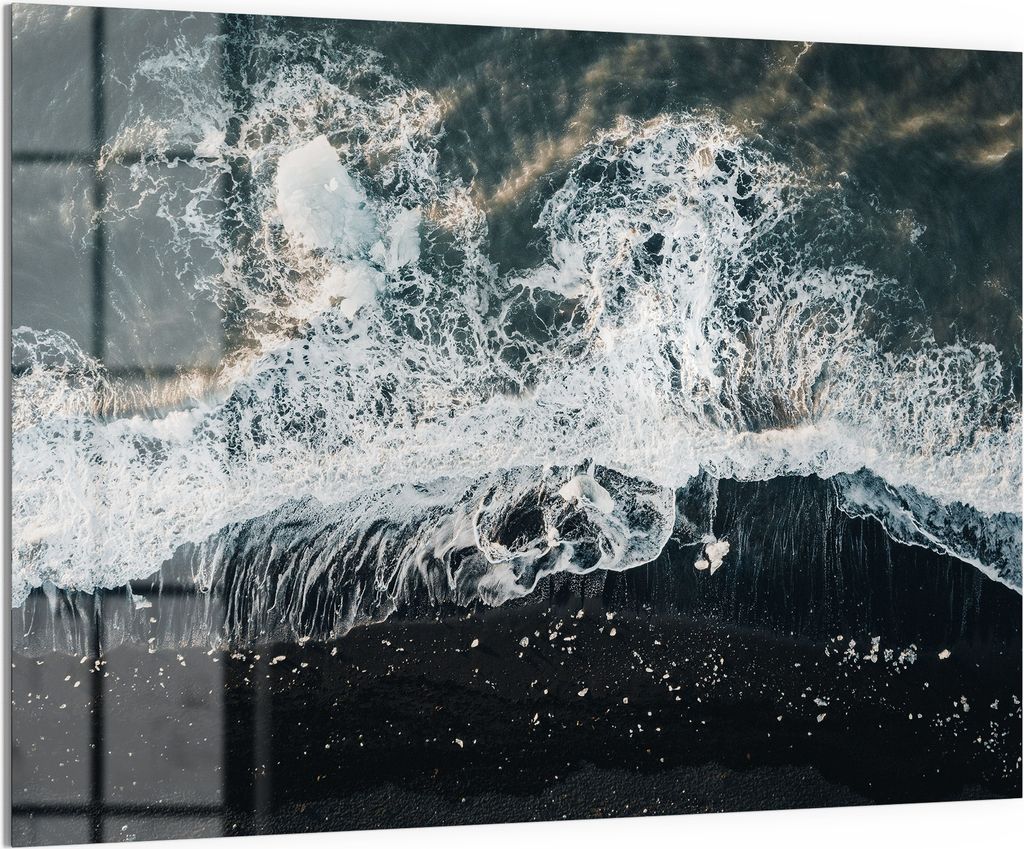 DEQORI Magnettafel Glas 120x90 cm 'Gischt & Lavagestein' beschreibbar Whiteboard Küche