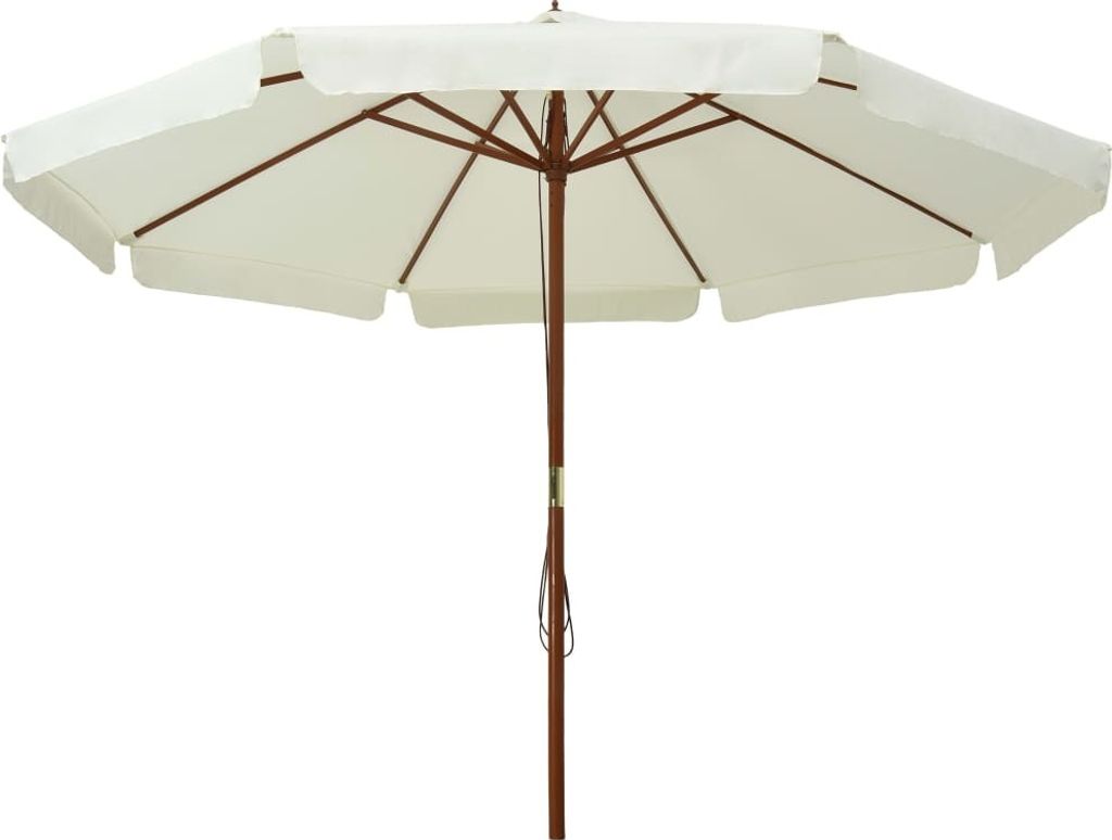 vidaXL Ombrellone con asta in legno 330 cm bianco sabbia Immagine del prodotto 