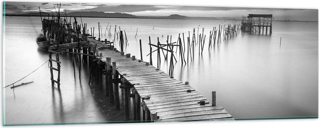 Bilder auf glas - Meer Brücke Landschaft Natur - 90x30cm - Glasbilder - Wandbilder - Kunstdruck - zum Aufhängen bereit - Wanddekoration aus Glas ...
