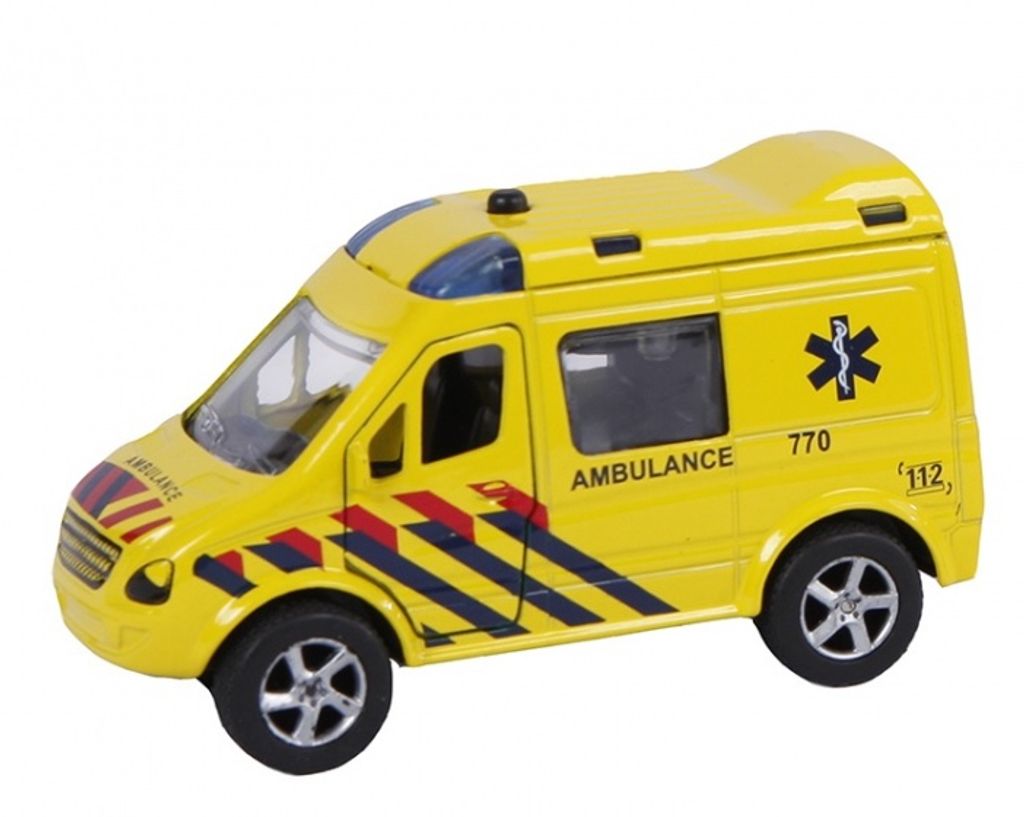 2-Play Die-Cast-Rückspringer-Krankenwagen NL Licht und Produktbild 