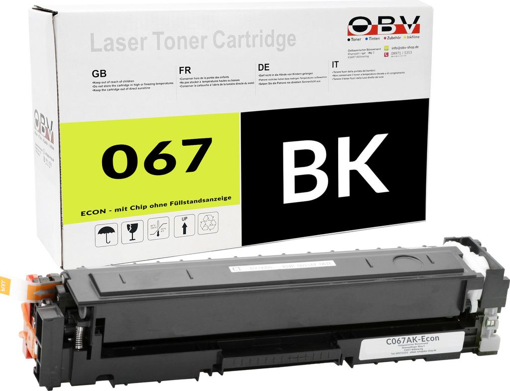 A product shot of a laser toner cartridge and its packaging.