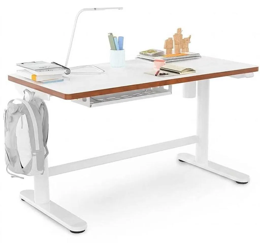 Table réglable 100x60 cm avec plateau érable et cadre blanc SD1B-EUFS