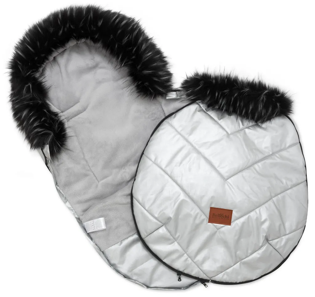 Chancelière universelle poussette hiver imperméable avec fourrure Silver - 4