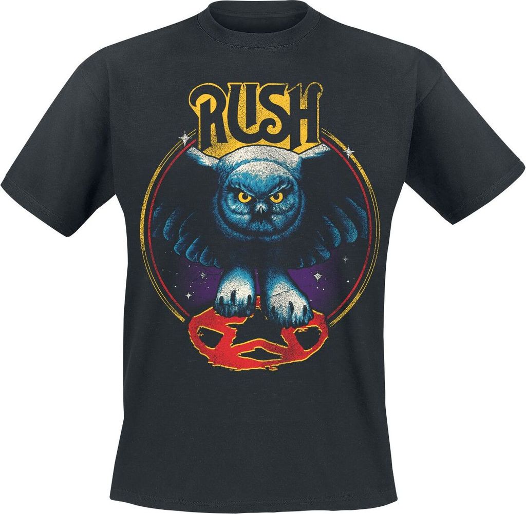 Rush T-Shirt Herren Owl Star schwarz Band-Merch, Bands 100% Baumwolle M