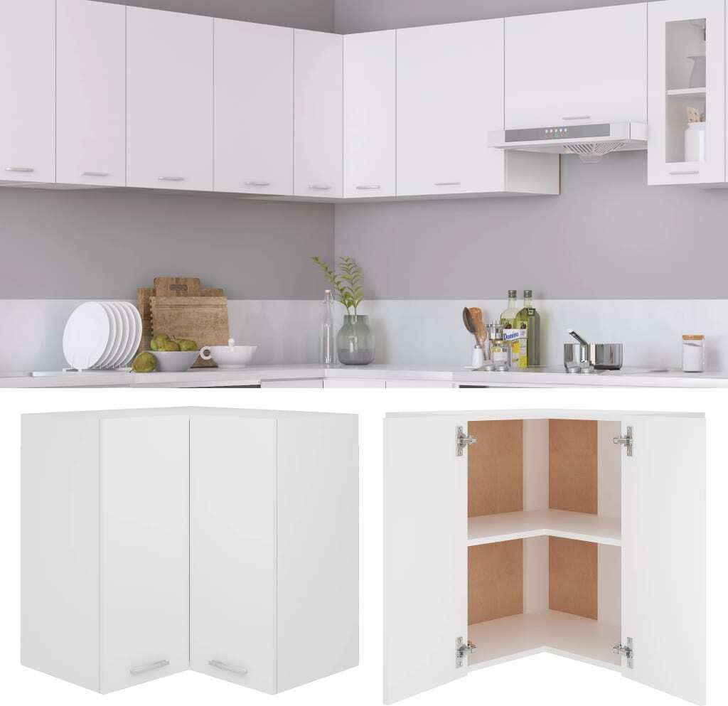 vidaXL Narożna szafka ścienna biała 57x57x60 cm płyta Zdjęcie produktu 1
