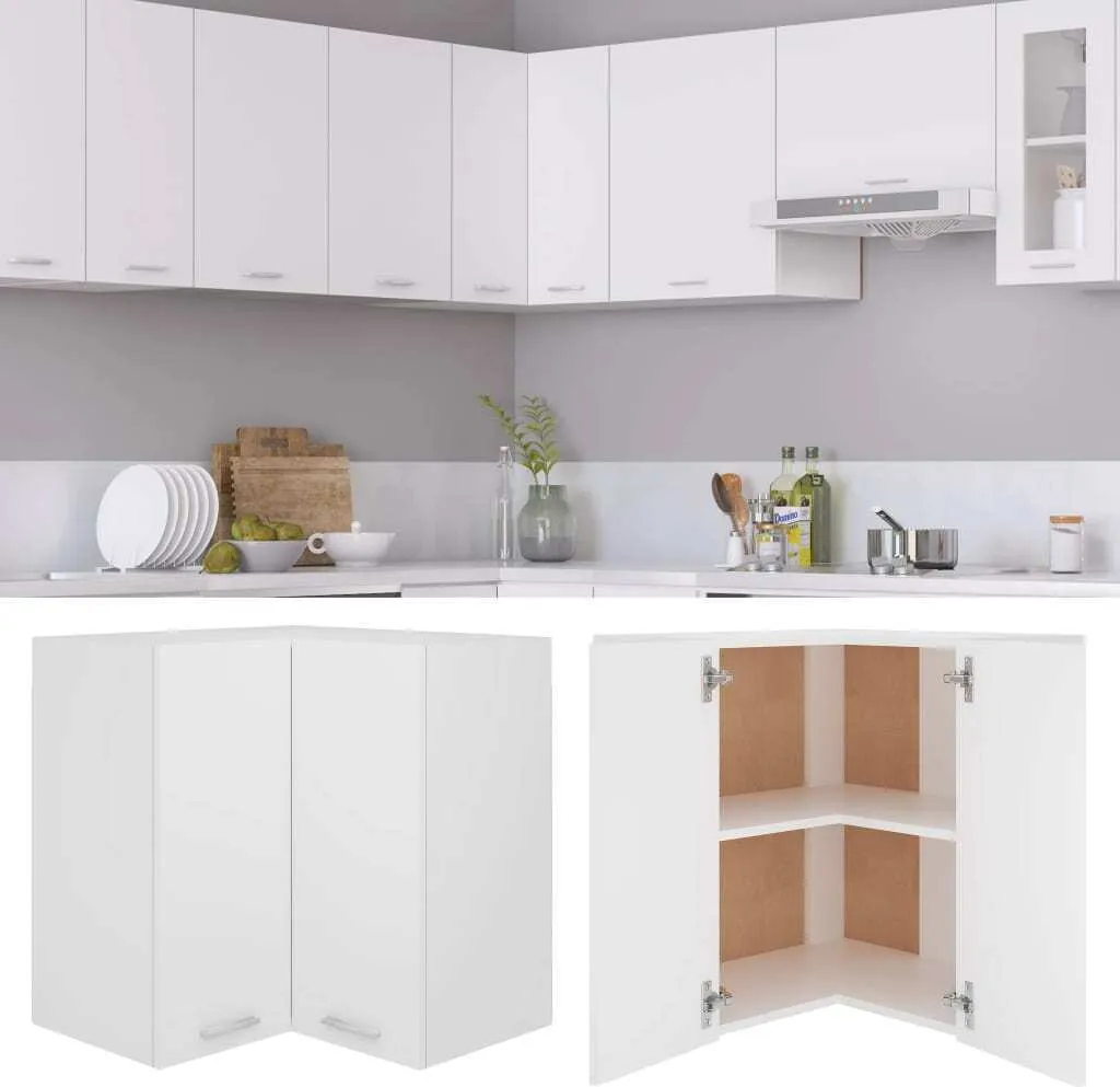 Soluzione Salvaspazio: Pensile Angolare Bianco 57x57x60 in Legno