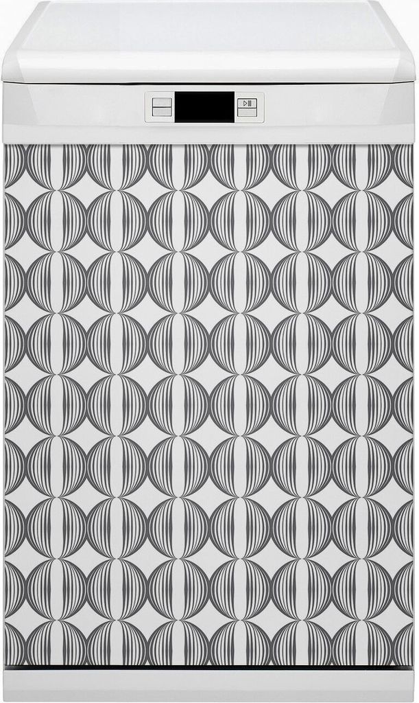 Küche Magnet für Spülmaschine Abwaschbar 45x80 cm Geschirrspüle - Kreise Muster Retro