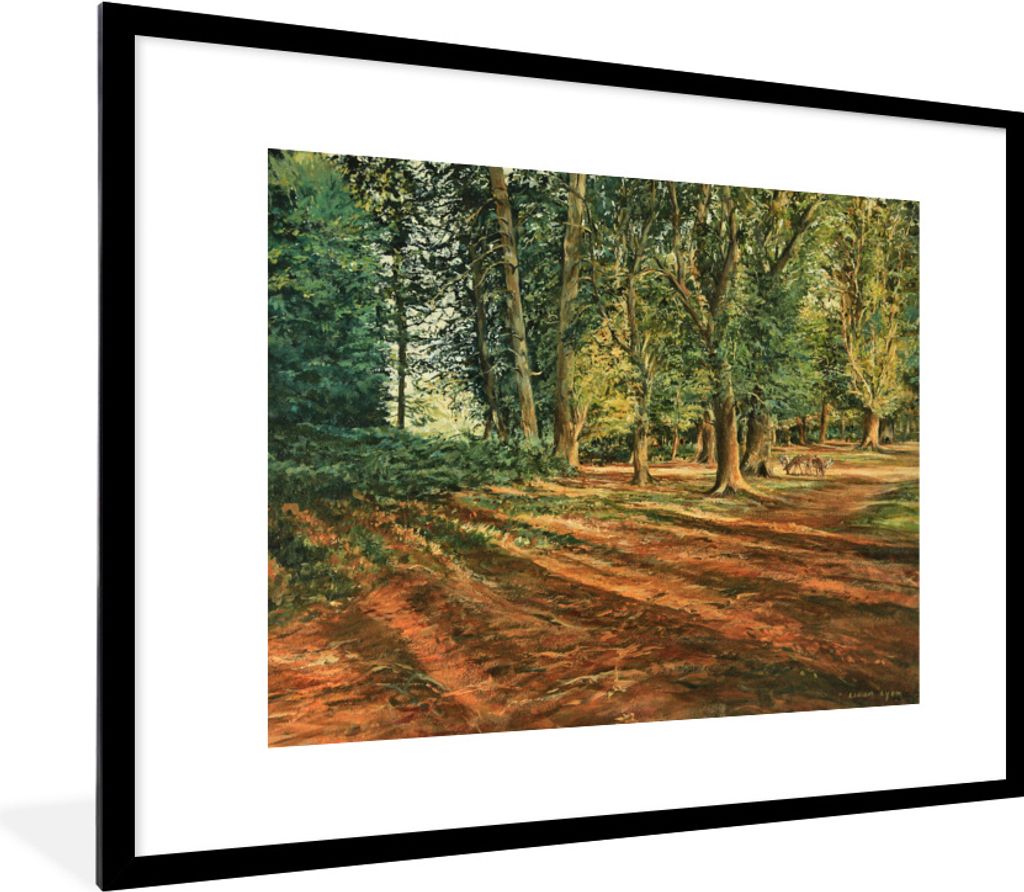 MuchoWow Gerahmtes Poster Ein Ölgemälde eines Waldes 80x60 cm - Poster mit Schwarzem Bilderrahmen Wandposter Rahmen Foto Bilder - Schlafzimmer-...