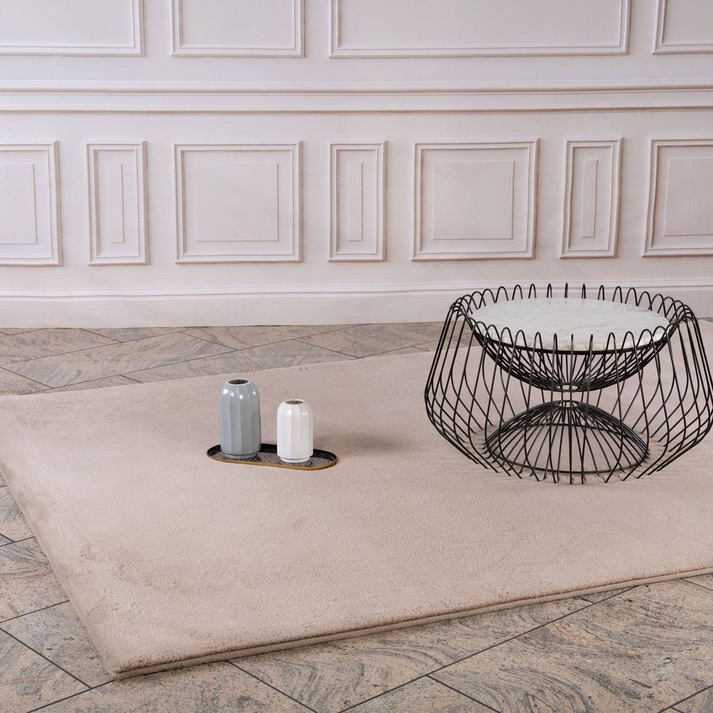 Hochflor Teppich Einfarbig - Taupe - 200x290 cm - Fell-Teppiche für Schlafzimmer, Wohnzimmer