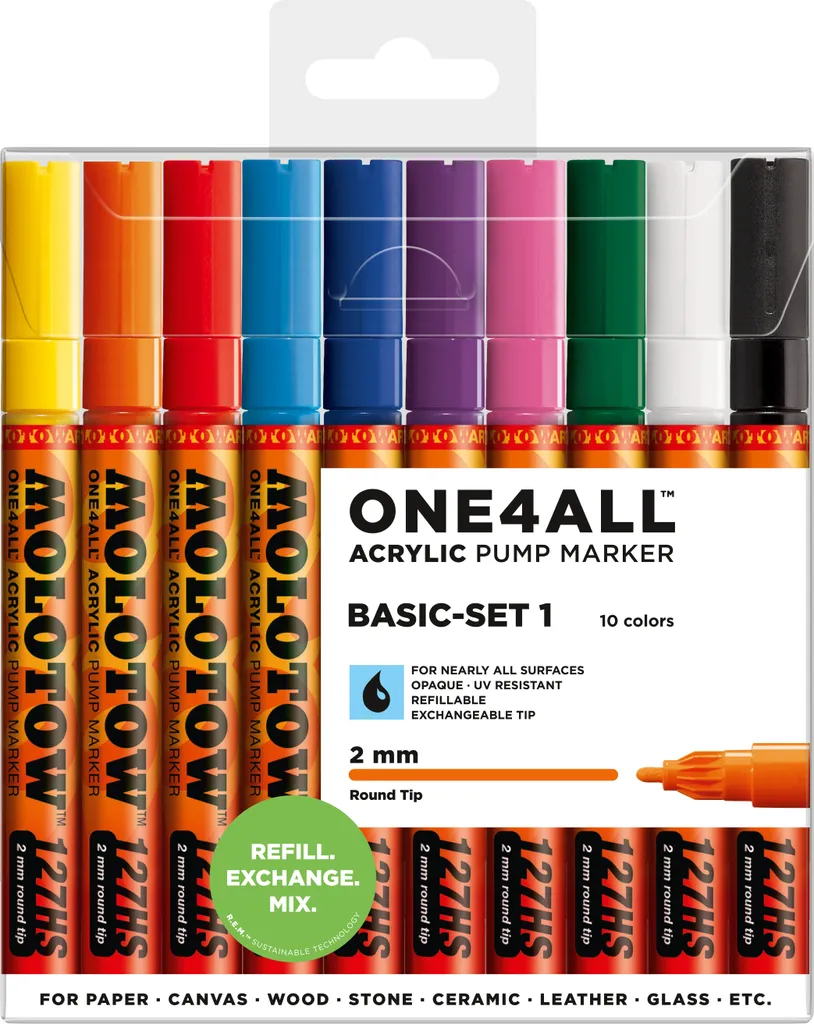 Marqueurs acryliques MOLOTOW ONE4ALL 127HS étui de 10 pointes 2mm Basic 1
