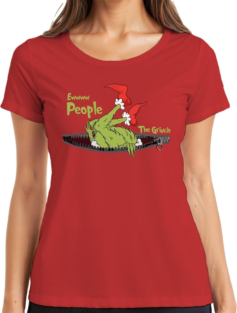 The Grinch Ewwww People Weihnachten lustig Geschenk Introvertiert Damen T-Shirt, Rot, XL