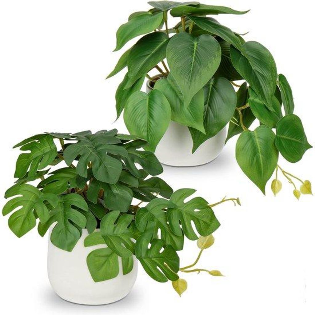 Kunstplanten set in keramische potten mini Philodendron Monstera decoratie moderne voor interieur en kantoor