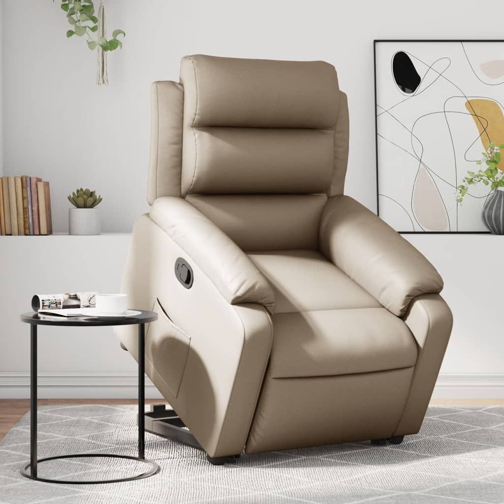 Design Relaxsessel mit Aufstehhilfe Cappuccino-Braun Kunstleder, Klassische Sessel 2024 Neu