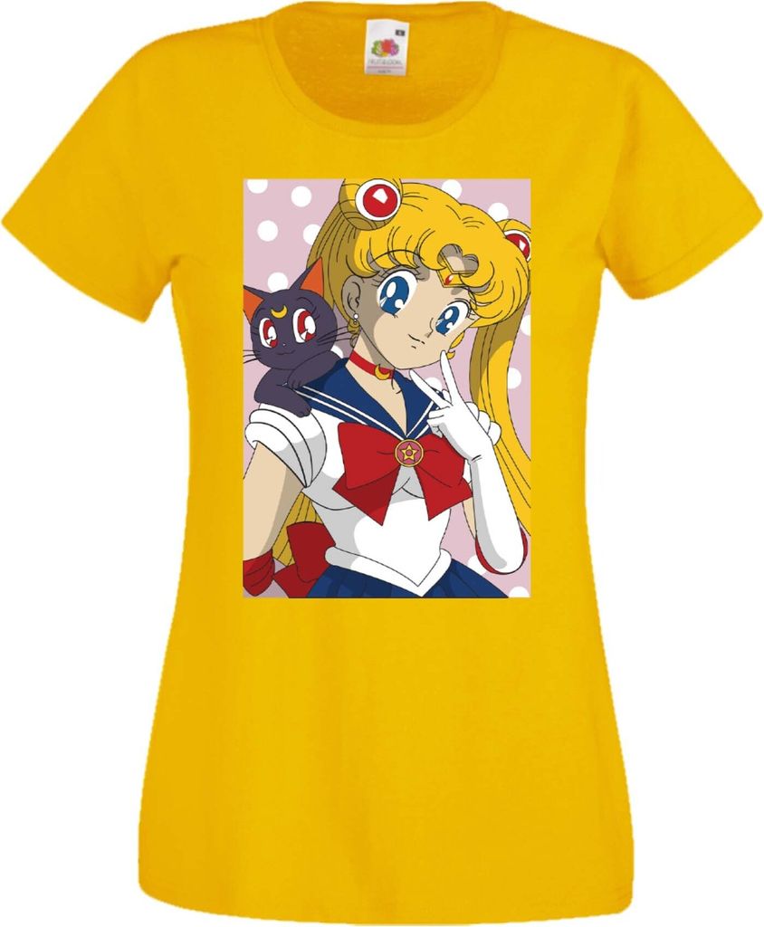 Damen T-Shirt Anime Manga Sailor Anime Manga Moon 02, Lady 2XL / Gelb