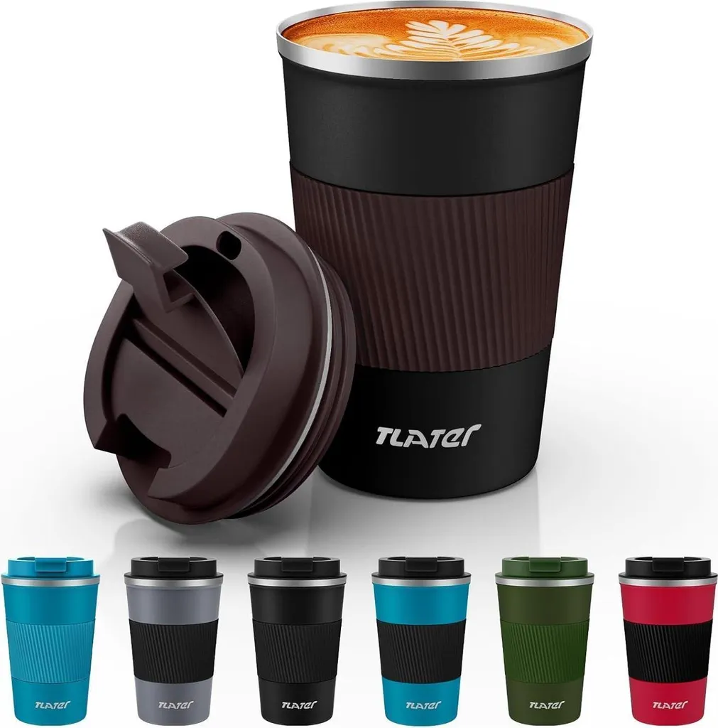 Tazza Termica da Caffè 380ml Acciaio Inox Nero - Idea Regalo Top