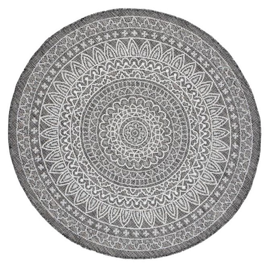 In- & Outdoor Teppich Rund - Summer Azteca Grau Produktbild 
