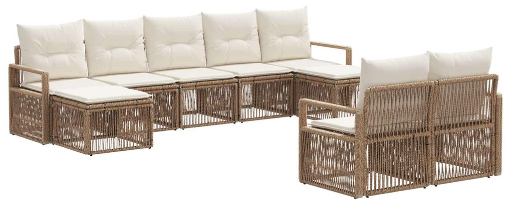 vidaXL Gartensofa-set 9 pcs Beige Poly-Rattan