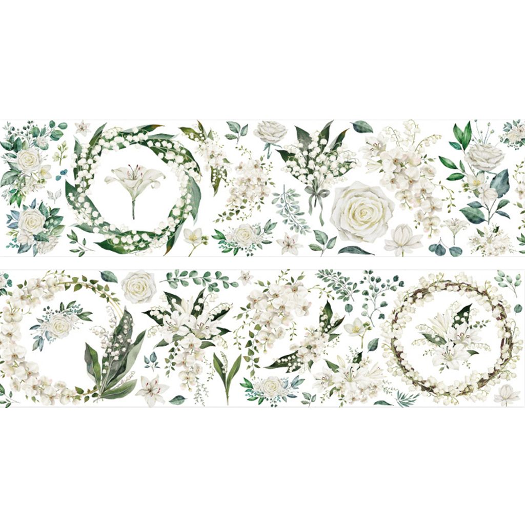 Vintage Floral Clear Pet Tape Set wasserdichtes musterte Muster dekorativer Aufkleber für DIY Scrapbooking -Kartenhandwerk-Weiß