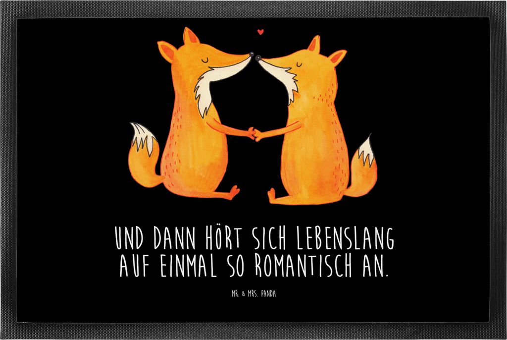Mr. & Mrs. Panda Schmutzmatte Füchse Liebe 50 x 75 cm - Schwarz - Geschenk, Schmutzfänger, Partner, fußmatte, Schmutzfangmatte, Freundin, Ehefra...