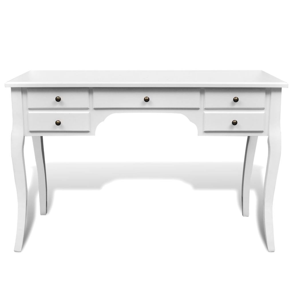 vidaXL Bureau français en bois avec pieds galbés 5 tiroirs Image du produit 