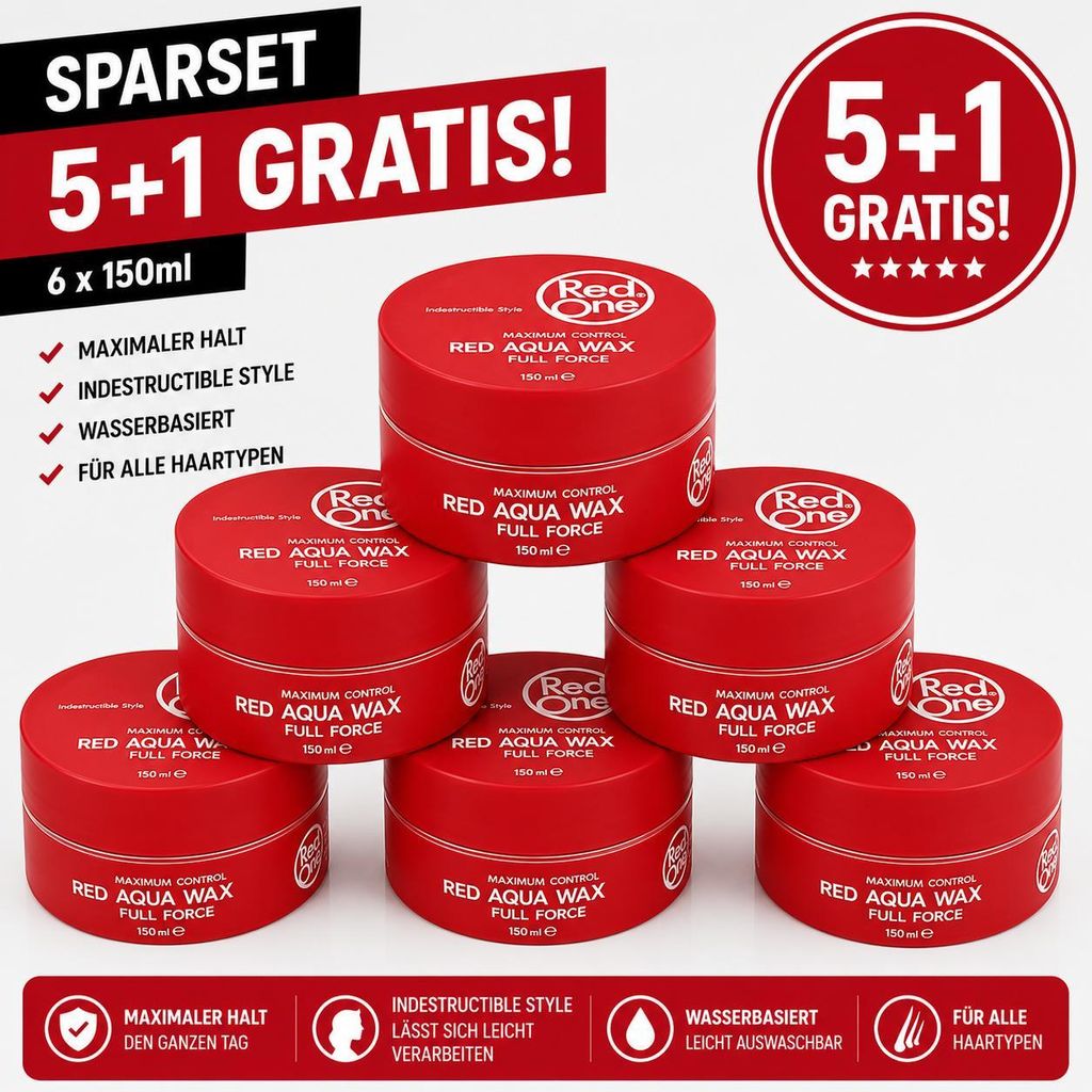 Red One Red Hair Wax 6er Pack – 6 Stück je 150ml Aqua Hair Produktbild 