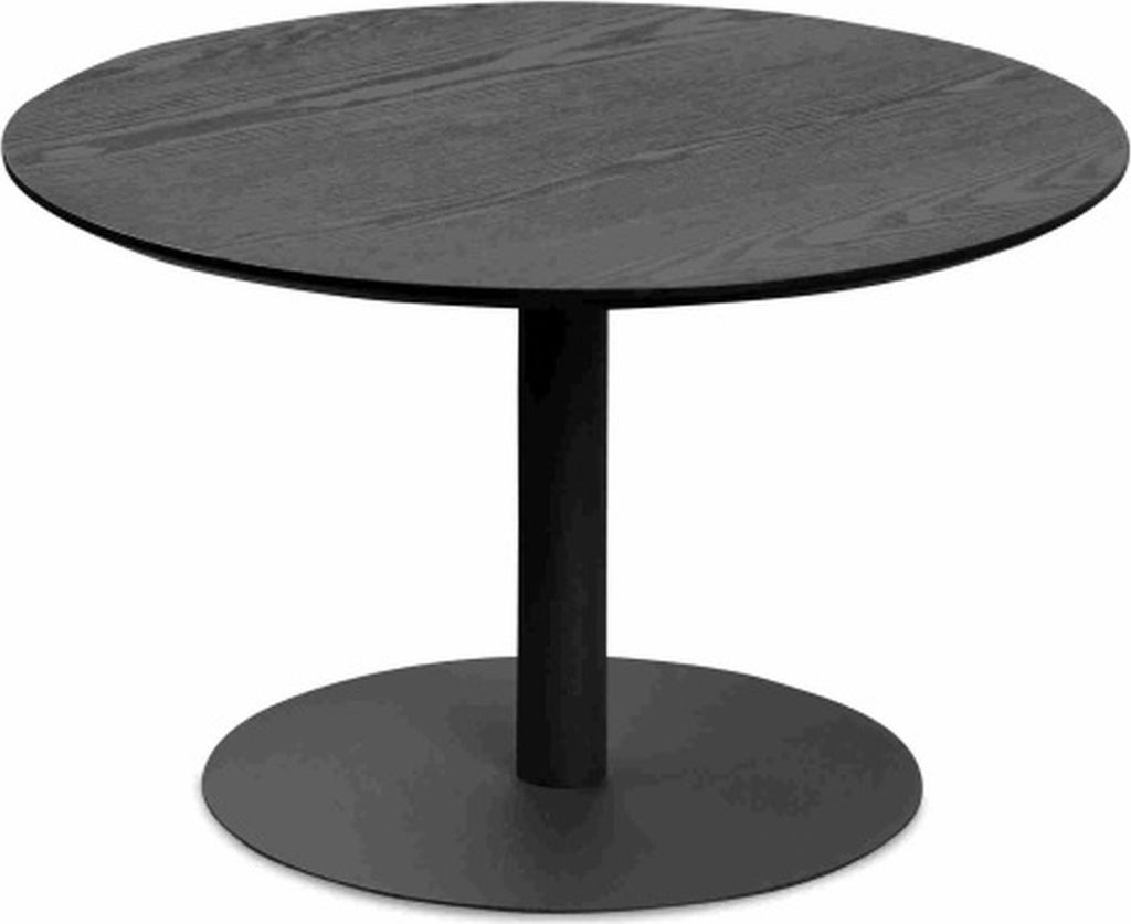 Couchtisch >Ida 2< runde Form, in Esche Nachbildung schwarz, Metall + MDF - 37x60cm (HxD)