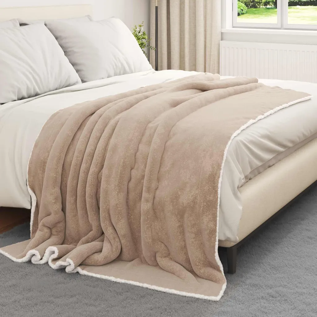 Coperta Pile vidaXL 150x200 Cammello | Pratica, Lavabile e Caldissima - 3