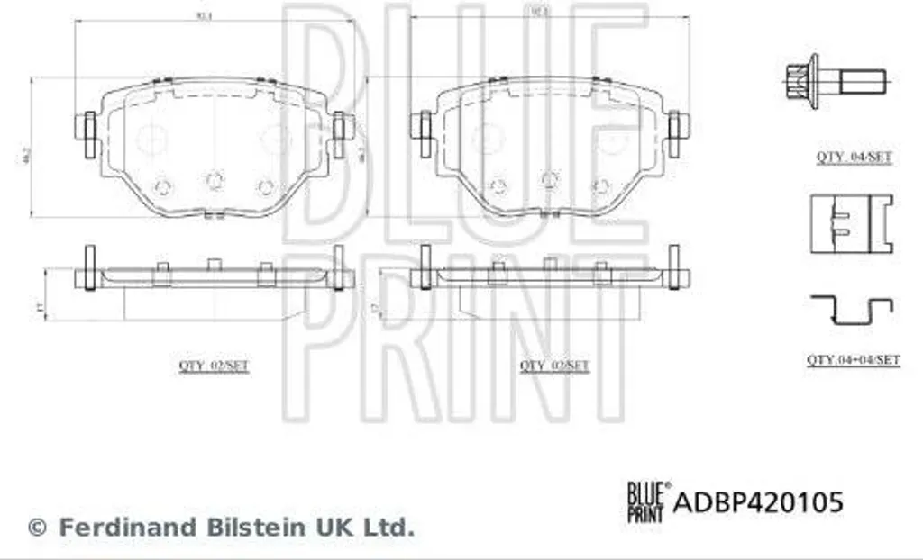 Plaquettes de frein BLUE PRINT ADBP420105 pour Corsa F et 2008 OE 1664737180